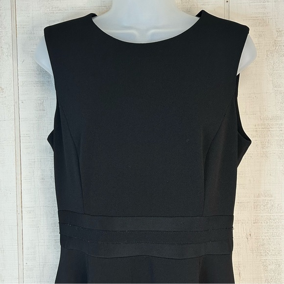 Calvin Klein Midi Dress Womens Size 10 Round Neck Sleeveless Sheer Ruffle Black - Picture 3 of 12